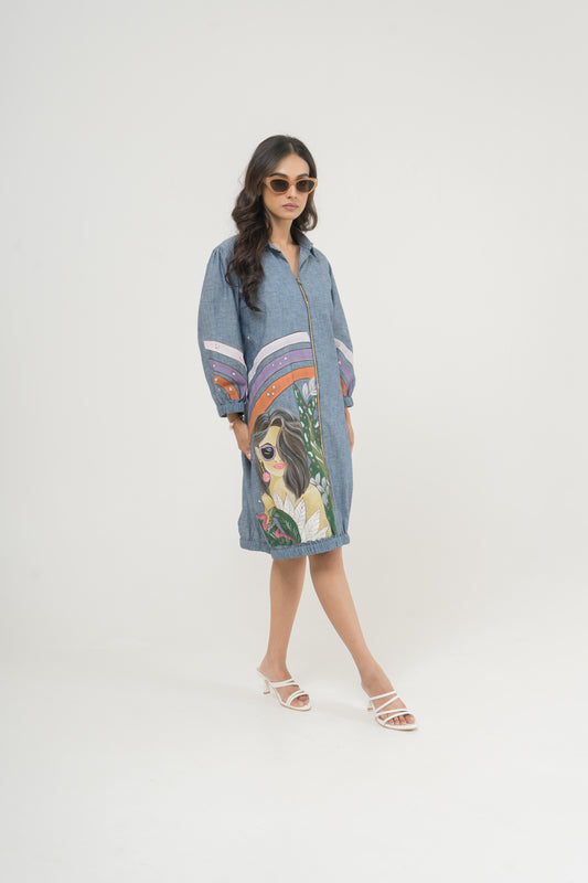 Sunset Muse Zip-Up Shirt Dress