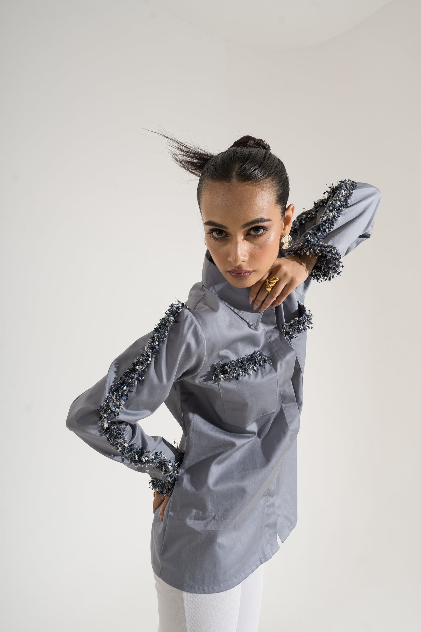 Silver Mirage Textured Shirt