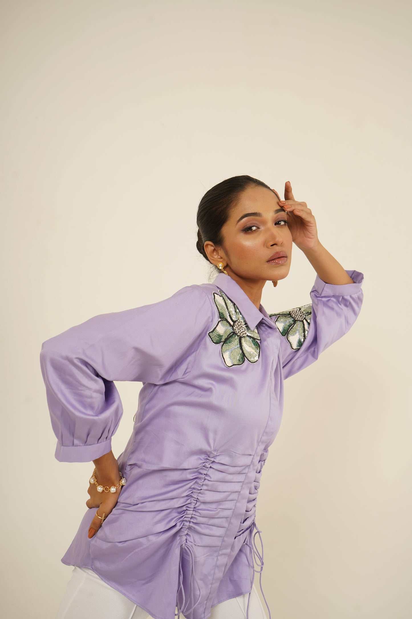 Lilac Petal Ruched Shirt
