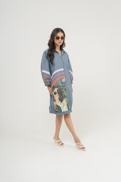 Sunset Muse Zip-Up Shirt Dress