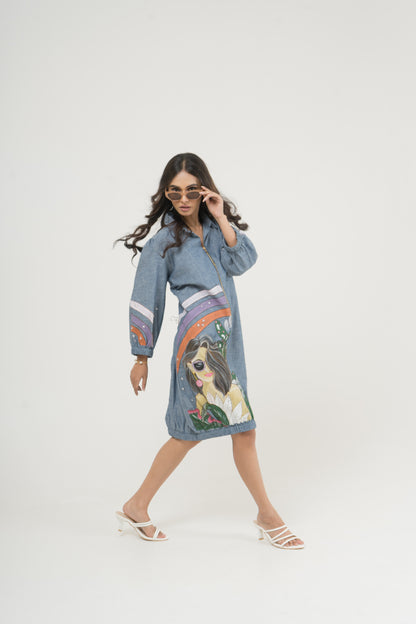 Sunset Muse Zip-Up Shirt Dress