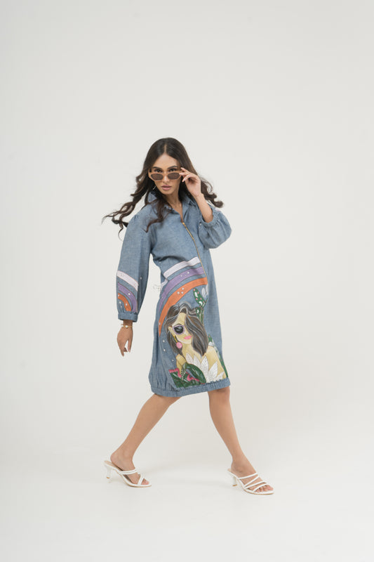 Sunset Muse Zip-Up Shirt Dress