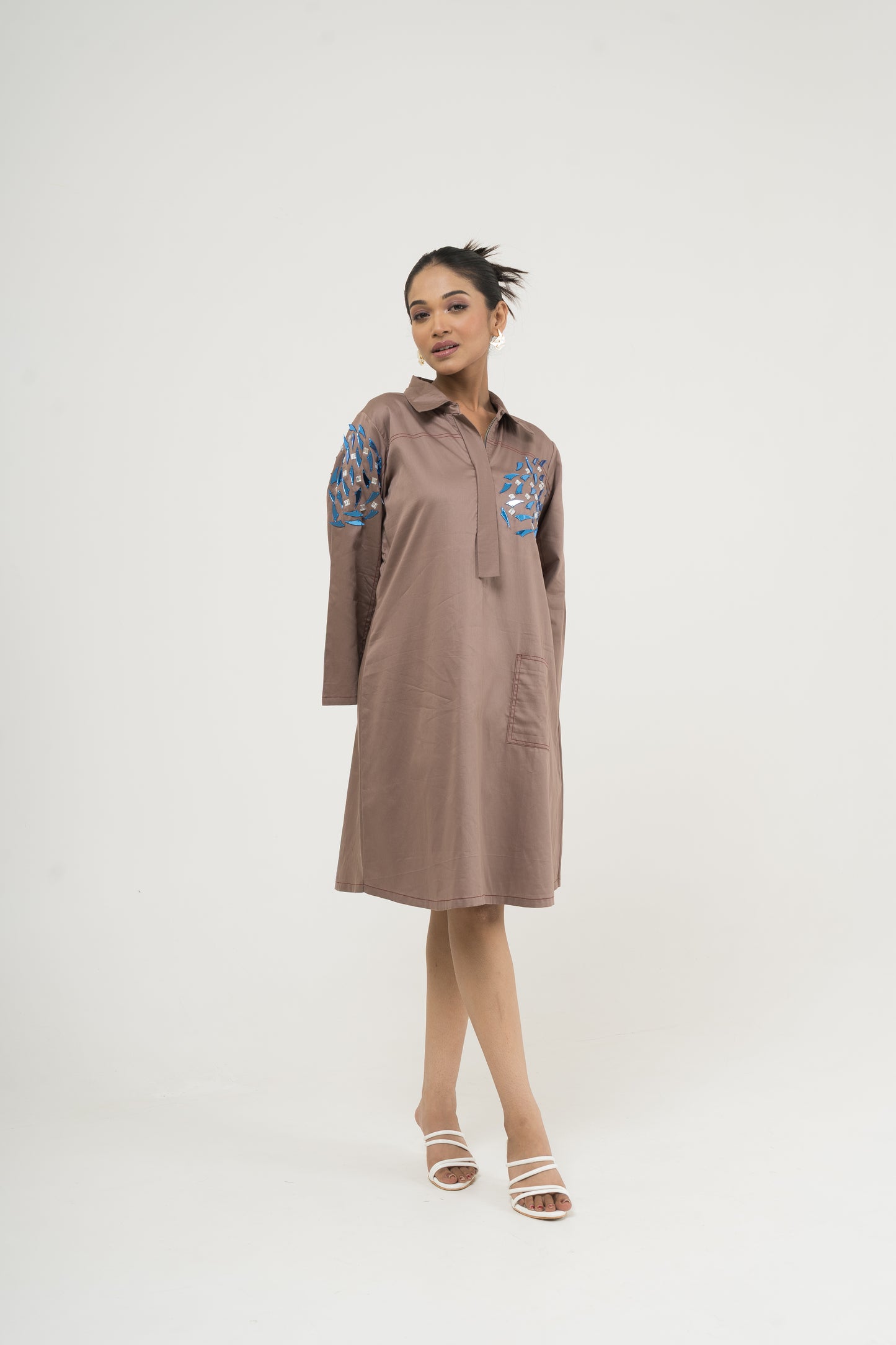 Mocha Bloom Shift Dress