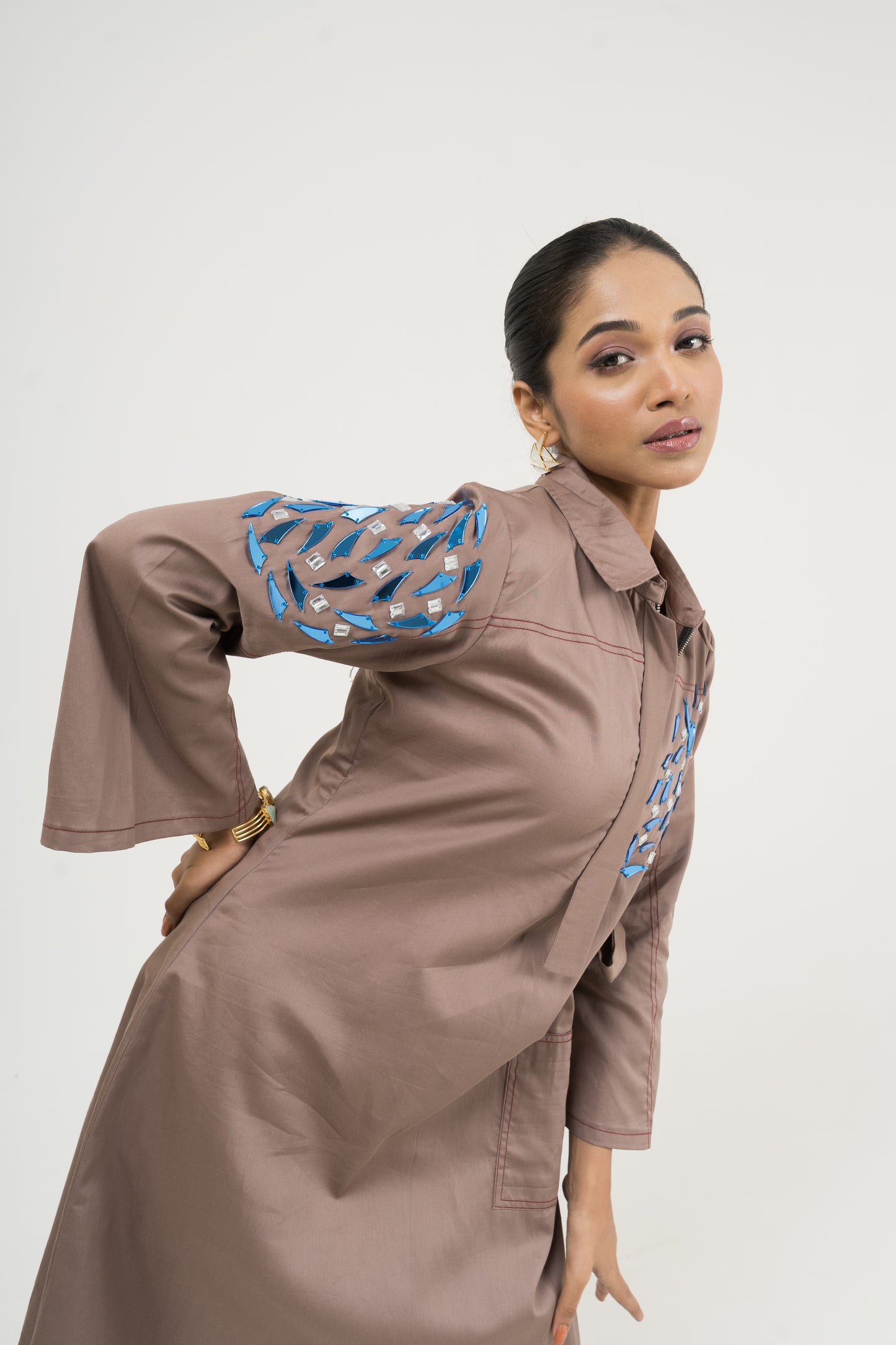 Mocha Bloom Shift Dress