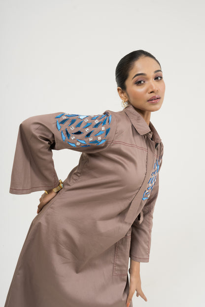 Mocha Bloom Shift Dress