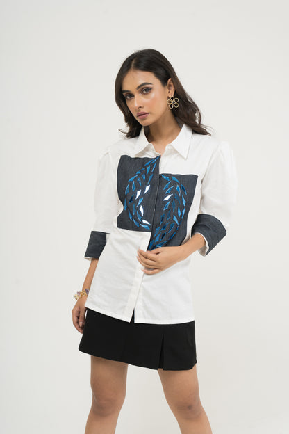 Indigo Bloom Panel Shirt