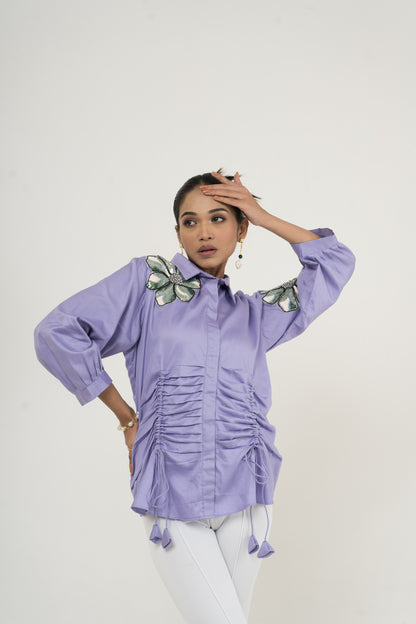Lilac Petal Ruched Shirt