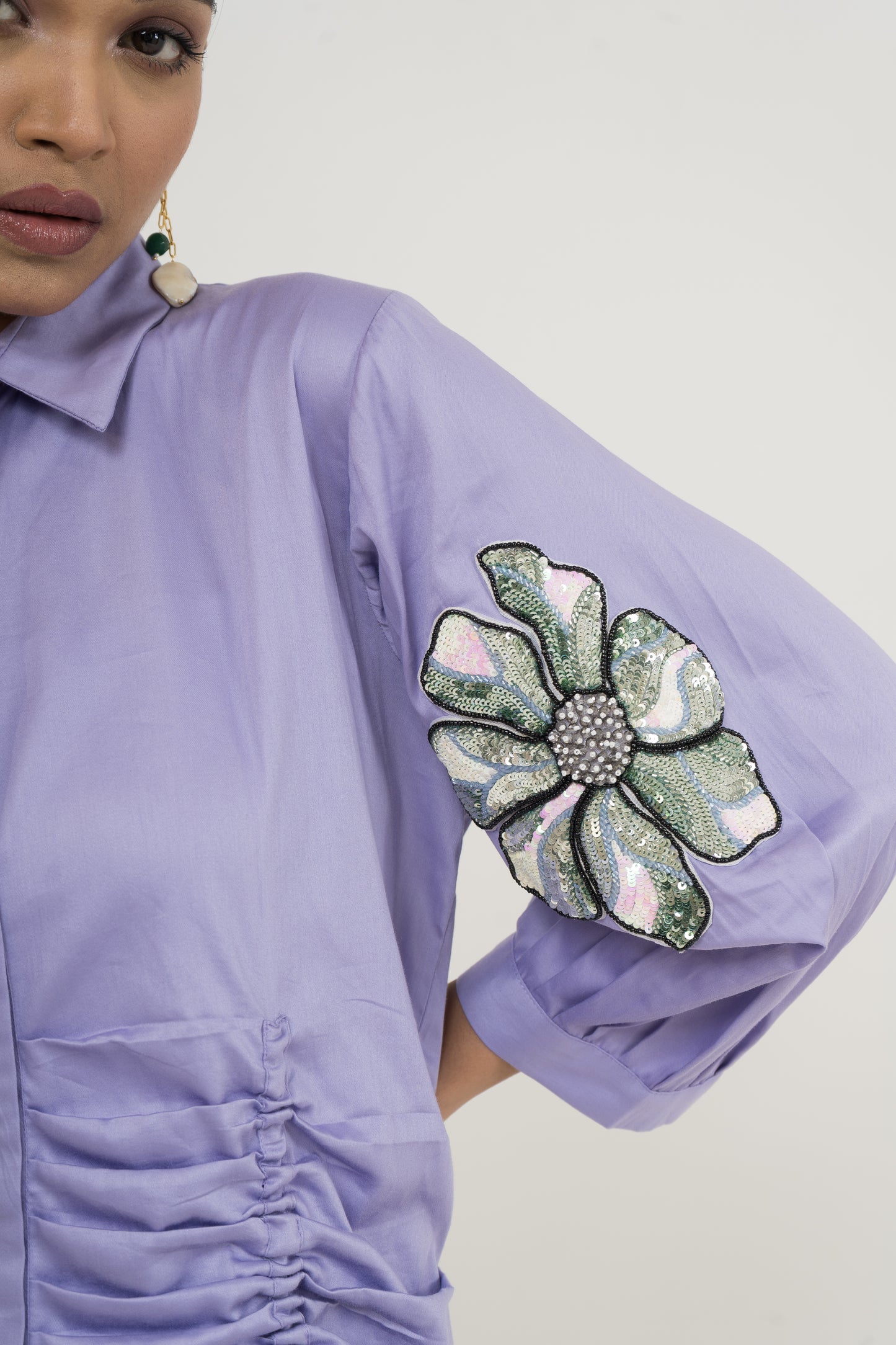 Lilac Petal Ruched Shirt