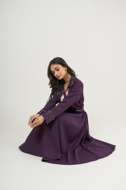 Plum Petal Embellished Midi Dress