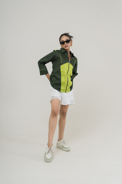 Neon Bolt Panel Zip Shirt