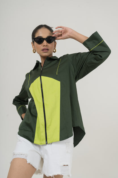 Neon Bolt Panel Zip Shirt