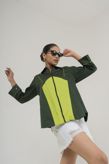 Neon Bolt Panel Zip Shirt