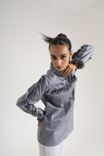 Silver Mirage Textured Shirt