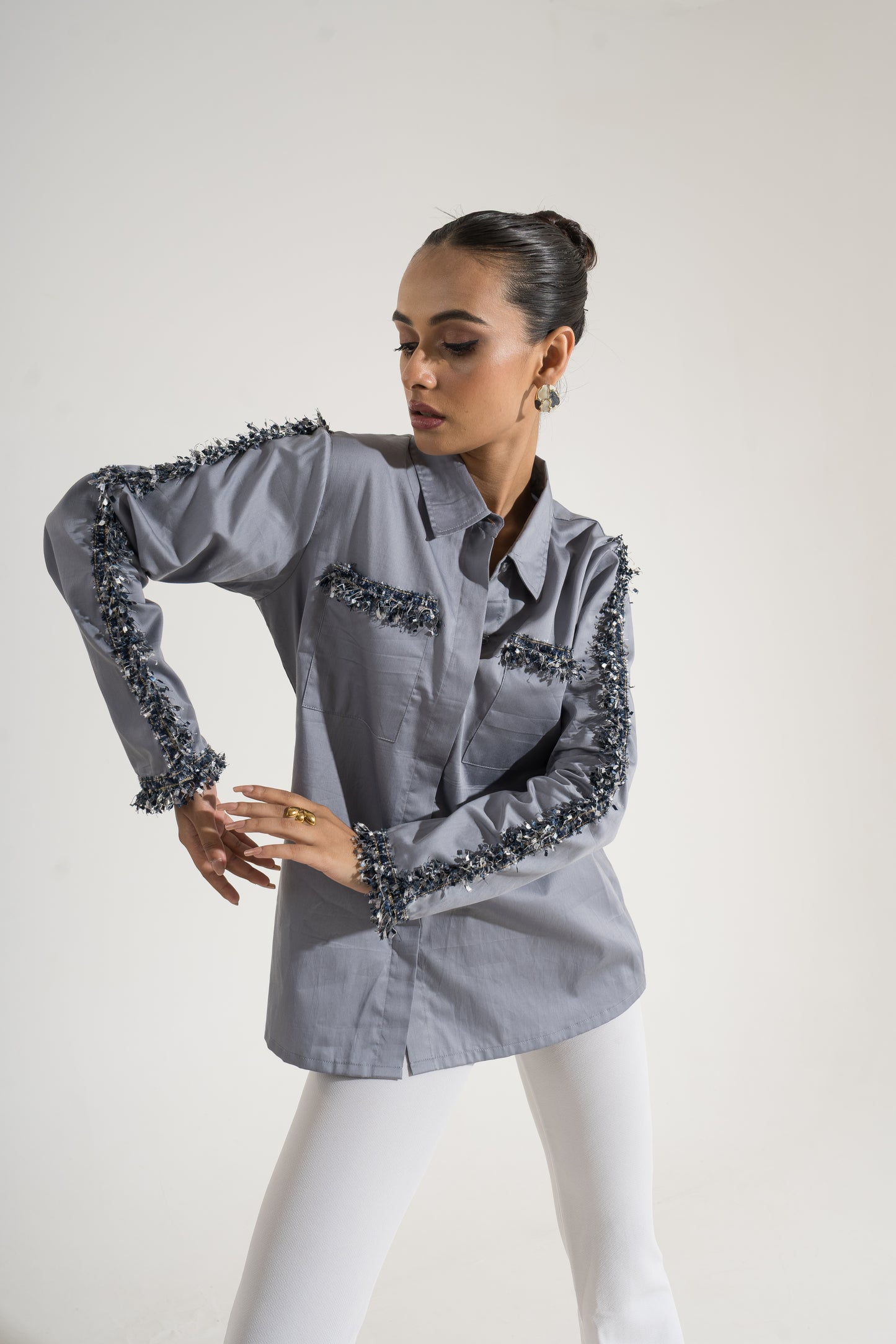 Silver Mirage Textured Shirt