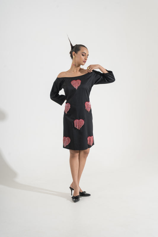 Hearts in Motion Off-Shoulder Dress
