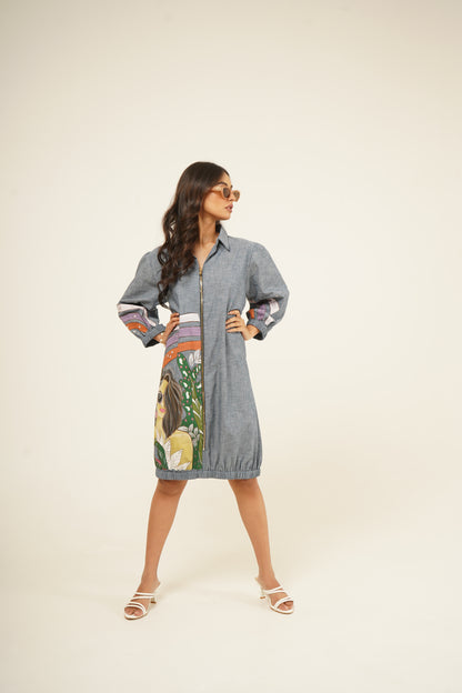 Sunset Muse Zip-Up Shirt Dress