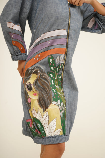 Sunset Muse Zip-Up Shirt Dress