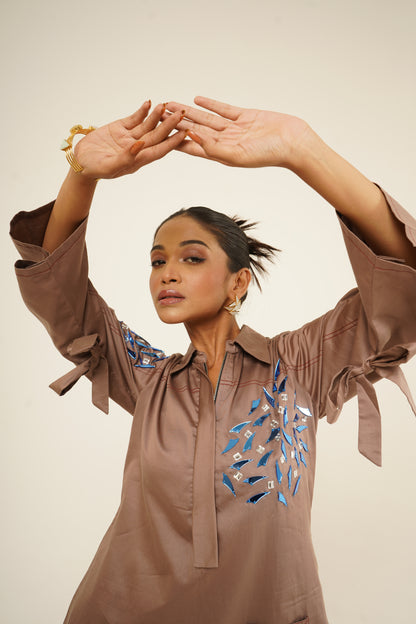 Mocha Bloom Shift Dress