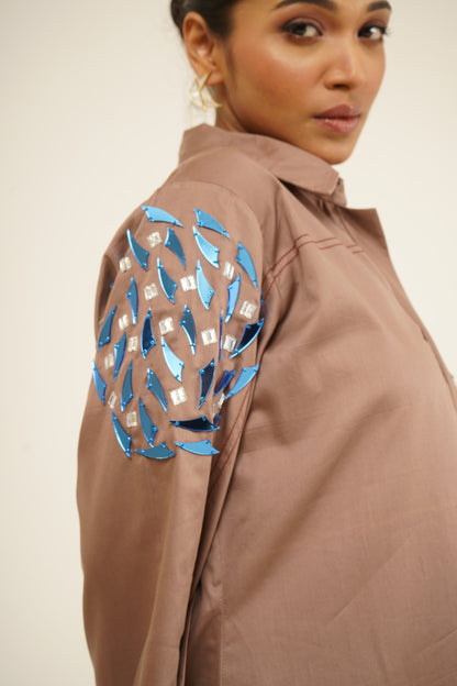 Mocha Bloom Shift Dress