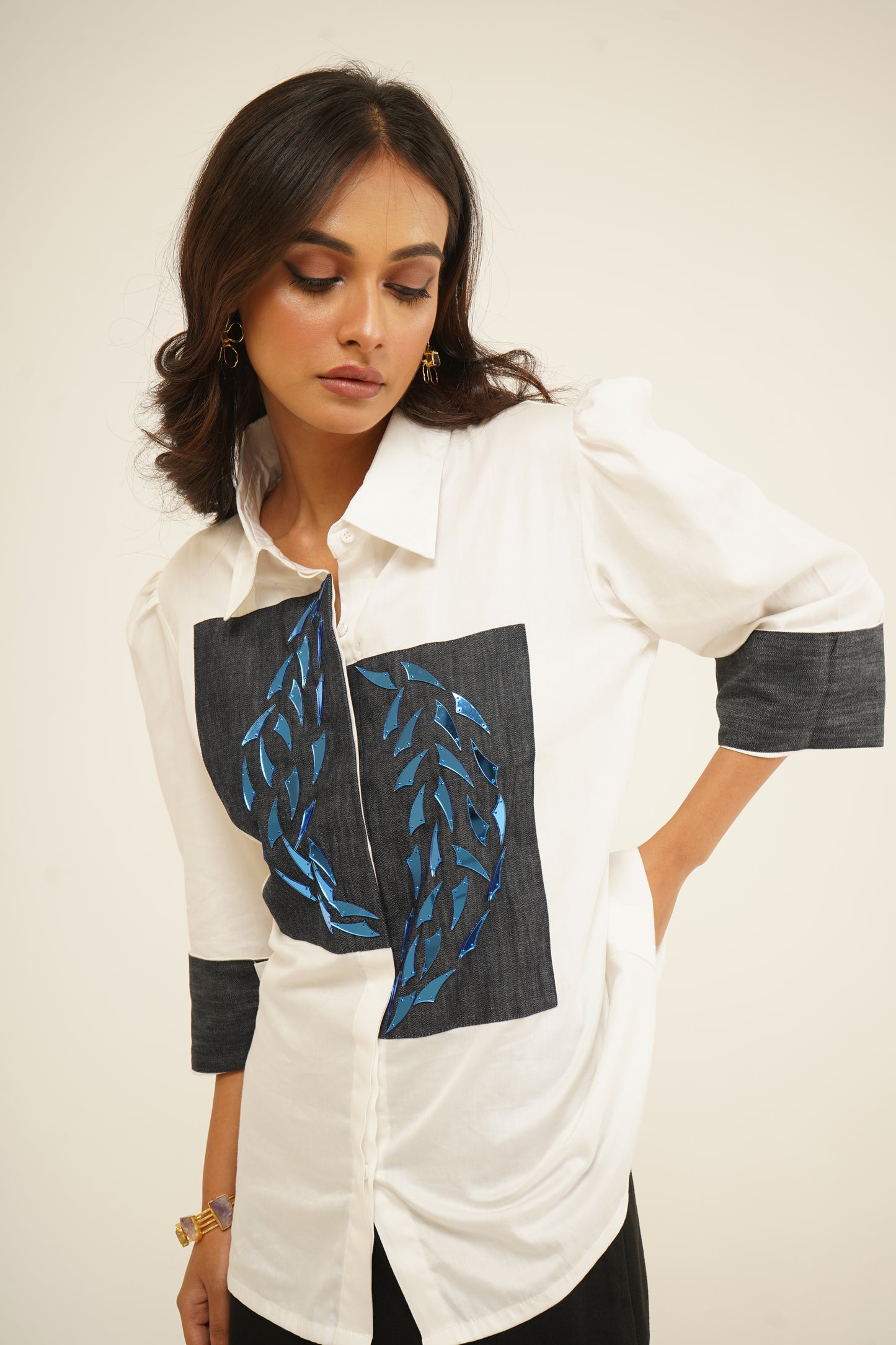 Indigo Bloom Panel Shirt