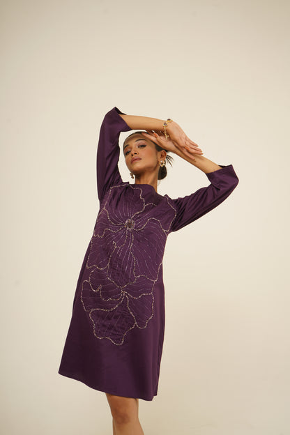 Orchid Whisper Cold-Shoulder Dress